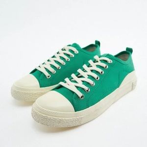 Zara Green Canvas Sneakers